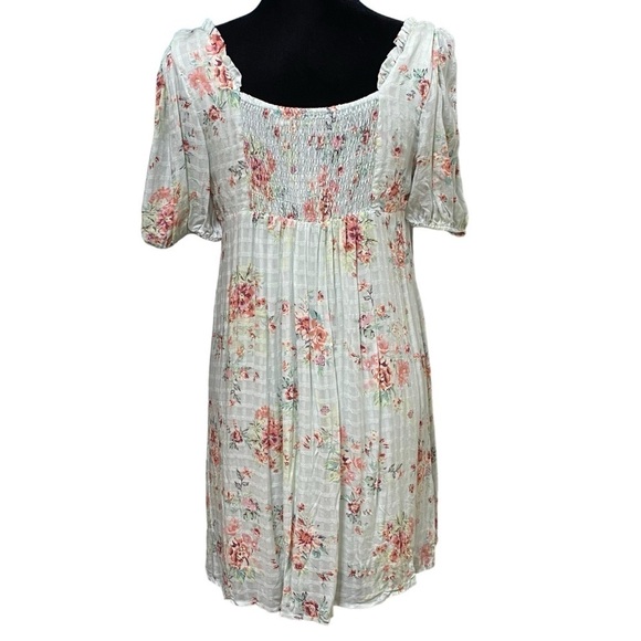 Hint of Mint Floral Plaid Babydoll Dress Large Fairy Y2K Style NWT - Picture 7 of 11